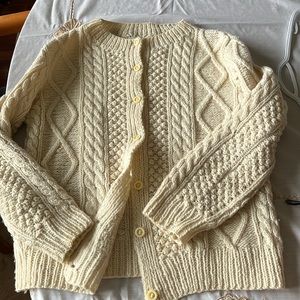 Handmade vintage fisherman’s cable knit sweater with vintage buttons